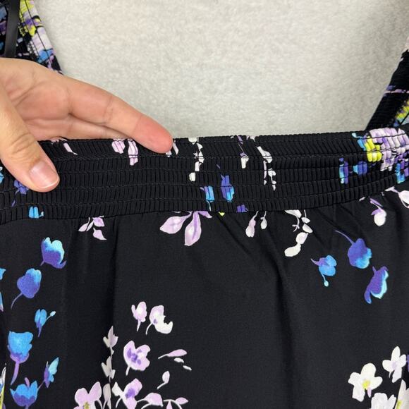 Torrid Studio Knit Off-Shoulder Smocked Chiffon Sleeve Swing Top Black Floral 3X - Picture 8 of 15